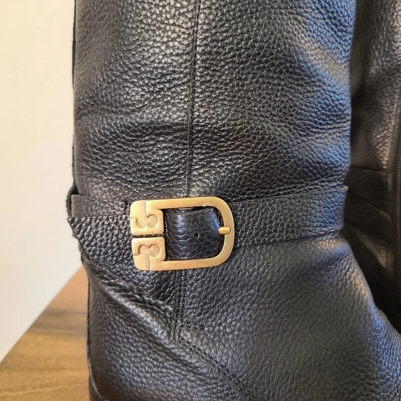 Tory Burch Brook Black Tumbled Leather Knee Boot - Picture 3 of 12
